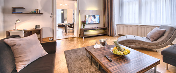 The Residence Brehova three bedroom apartment living room