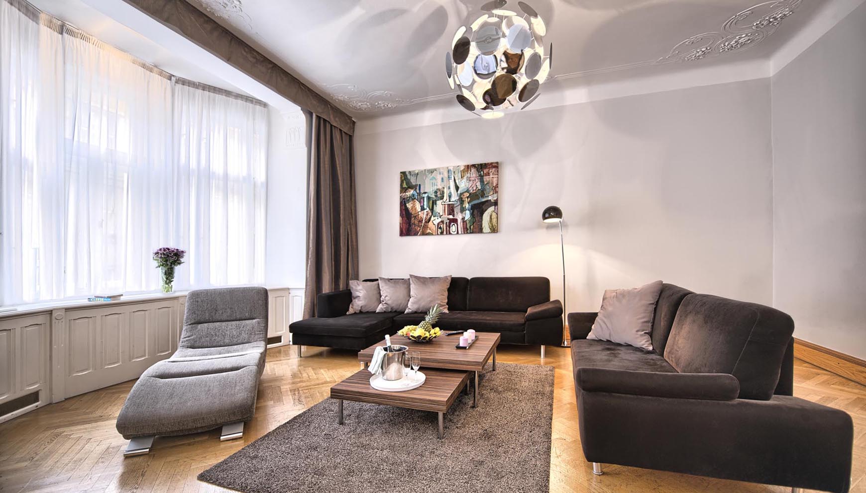 Living room in a three bedroom apartment in Residence Brehova