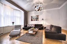 Living room in a three bedroom apartment in Residence Brehova